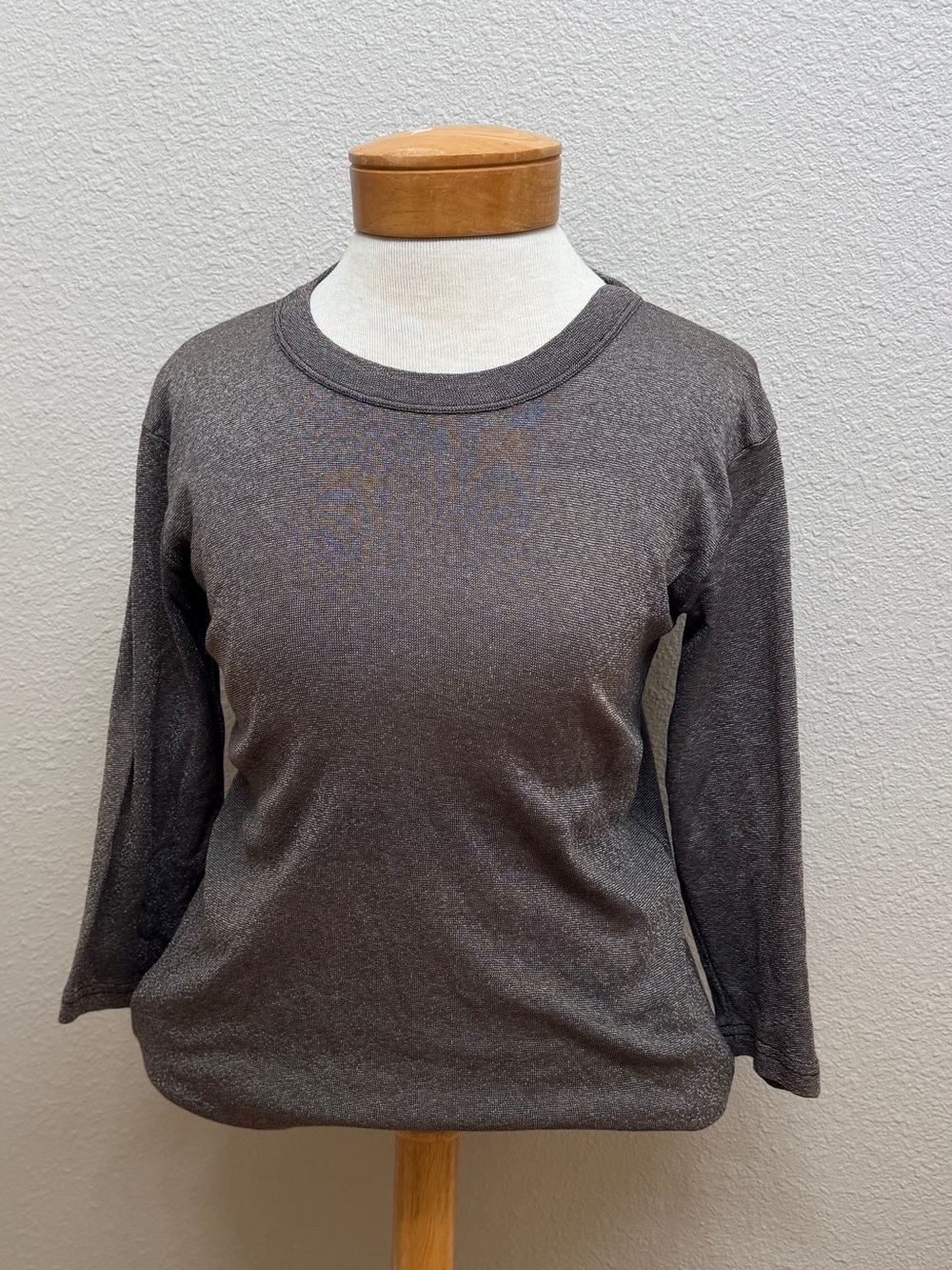 Vintage Michael Stars Women's 3/4 Sleeve Crewneck Top Metallic  Gray OSFM